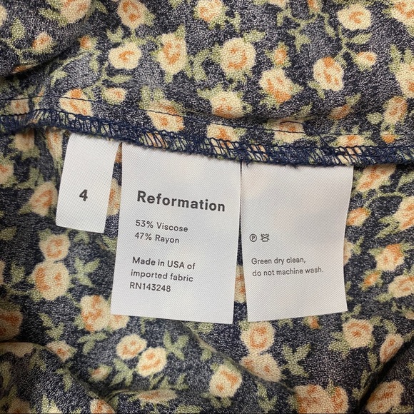 Reformation black dress with yellow and green small floral pattern - Picture 6 of 6